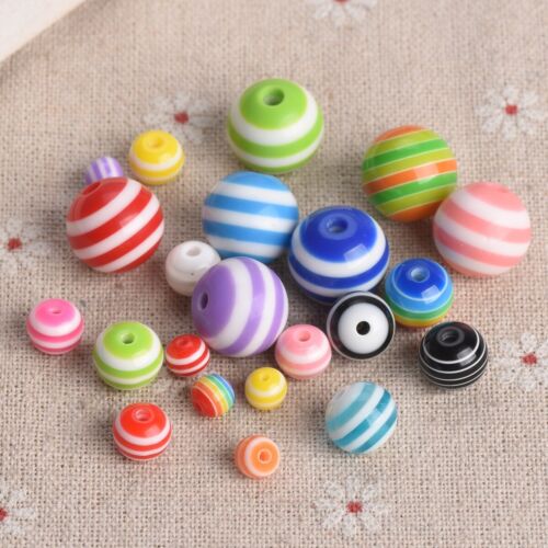 Round Mixed Rainbow Colorful 6mm 8mm 10mm 12mm 14mm Resin Plastic Loose Beads - Picture 1 of 6