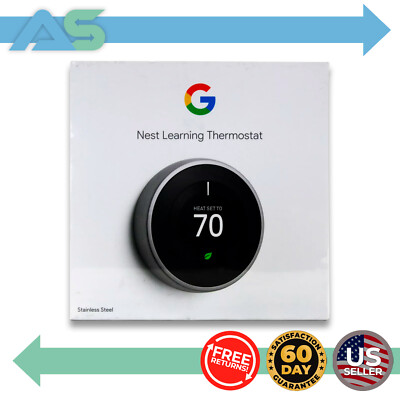 Google Nest 3rd Generation Smart Learning Thermostat - Stainless Steel (T3007ES)