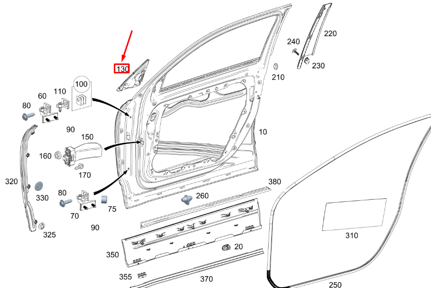 MB GLB X247 Dreieck-Absorber für Türspiegel vorne rechts, A2477273200