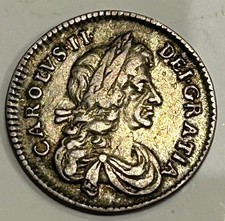 1673 Charles II Silver Maundy Three  Penny  Coin