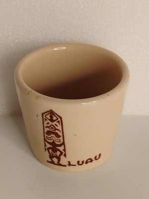 Walker China Luau Cup Vitrified Bedford Ohio Totum 2  1/4 Inches H X 2 1/2  W