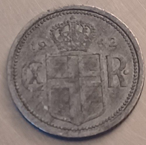 1942 Iceland 25 Aurar WWII Coin