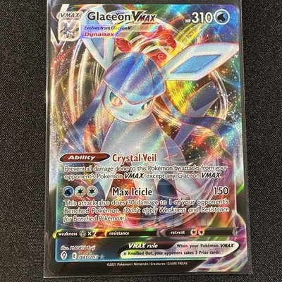   MINTY OC ERROR Pokemon TCG Glaceon Vmax 041/203 Evolving Skies Card ULTRA