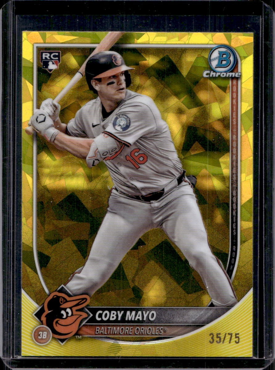 Coby Mayo 2025 Bowman Chrome Sapphire Edition #83 Rookie Yellow /75