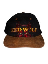 VTG 1995 budweiser Anheuser-Busch Red Wolf SnapBack Suede bill Made In Hong Kong