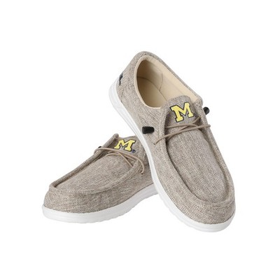 FOCO Michigan Wolverines Cotton Knit Moccasin Slipper - Men's Large