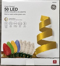 GE Color Choice 50 LED Dual Color C9 Lights Multicolor Or Warm White Green Wire