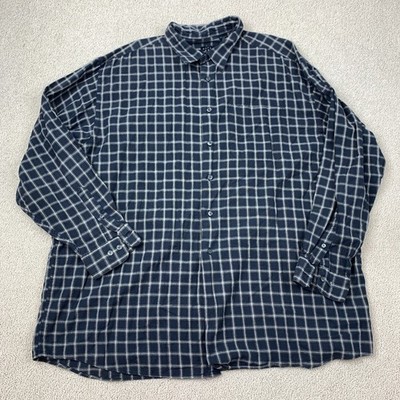 Eagle Button Up Shirt 2XL XXL Long Sleeve Navy Window Pane Cotton Casual