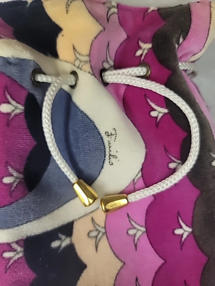 Vintage Emilio Pucci Drawstring Coin Pouch 60s Velvet - Image 2 of 4