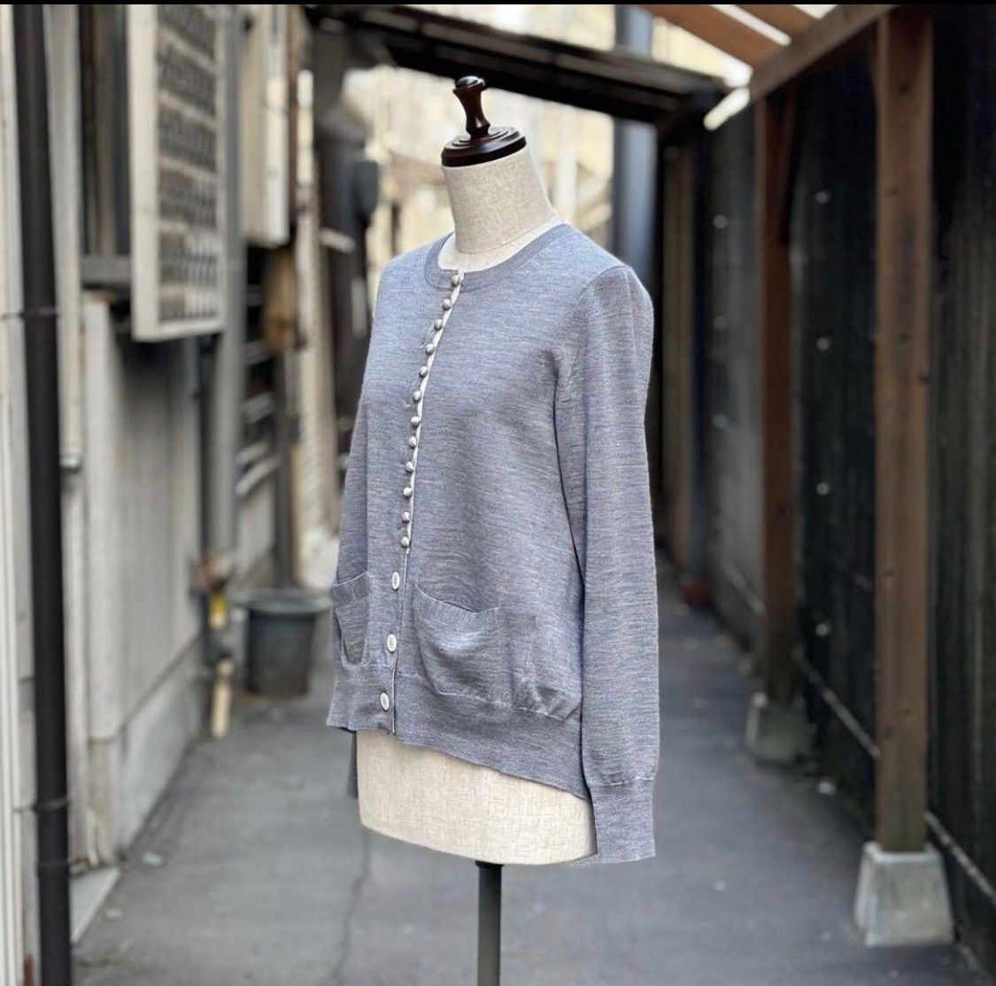 sacai Different material docking back flare Cardi… - image 4