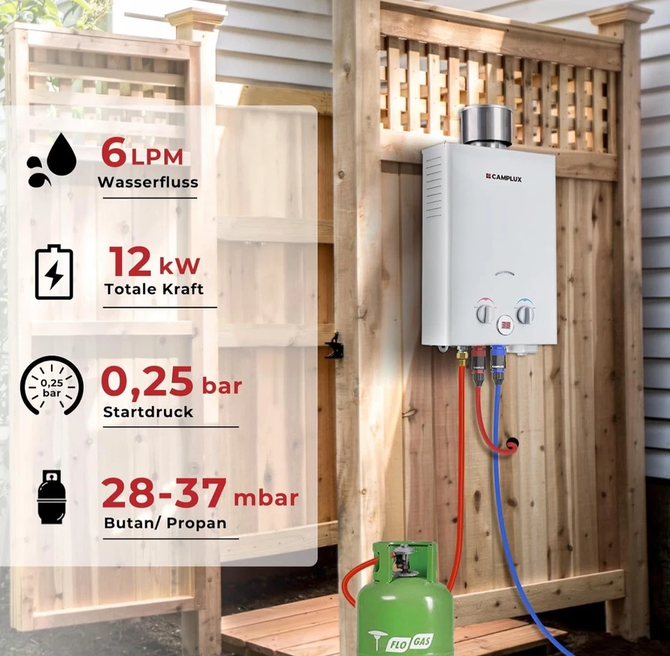 CAMPLUX 11kW  6L Instant Gas Water Heater with Rain Cap RRP £209.99 - Image 3 of 4