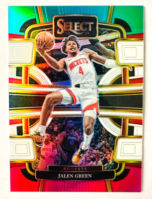 2023-24 Panini Select Jalen Green TEAL WHITE PINK Prizm Card SP #/49 Rockets!