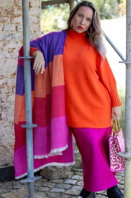 weicher XXL Schal Bunt Pink Lila Orange - Happylife