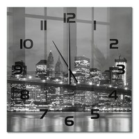 Wanduhr Aus Glas Mit Leisem Uhrwerk Manhattan New York Schwarze Zeiger 60X60 Cm