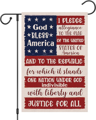 God Bless America Patriotic Garden Flag 12X18 Double Sided Burlap, 4Th of July O