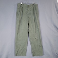 Dockers Men's Olive Green Classic Fit Pleated Cotton Pants W36 L32