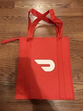 Door Dash Insulated Food Delivery Tote Bag Red Zip Closure 13x15x9.5
