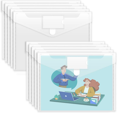10-Pack Clear Plastic File Folders with Label Pockets for Document Organization