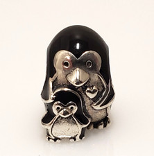 Pandora Sterling Silver Black Enamel Penguin Family Bead Charm 791404EN60