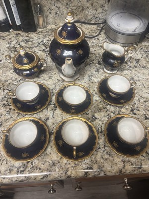 Rare Weimar German Gilded Cobalt Blue Katharina 20 003 Demitasse Set -See detail