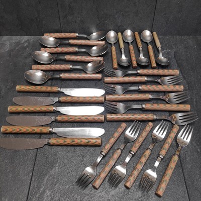 WMF Besteck Tocca Rosata Cromargan 30 Teilig  Messer Gabel Löffel 80er Holzgriff