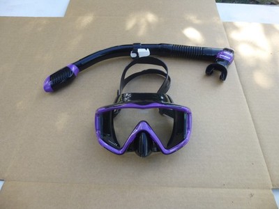 NICE CRESSI WIDE VIEW PANO 3 PURPLE AND BLACK SCUBA DIVE MASK AND SNORKEL SET