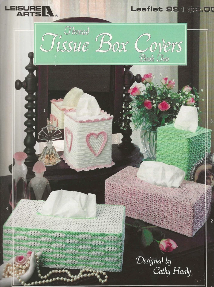 Lot of 3 Leaflets Crochet Patterns to Make Thread Tissue Box Covers Tiny Totes - Image 4 of 4