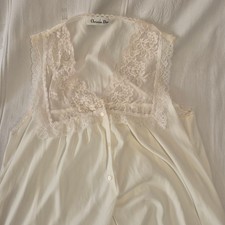 VTG Christian Dior Nightgown intricate lace detailing and buttons Made In USA M