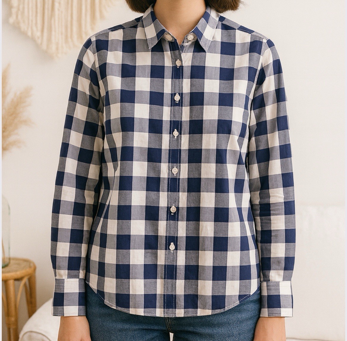 J. McLaughlin Gingham Checker Button Down Shirt i… - image 1