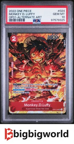One Piece Card Game CCG TCG Monkey D. Luffy OP01-024 Alt Alternate Art PSA 10
