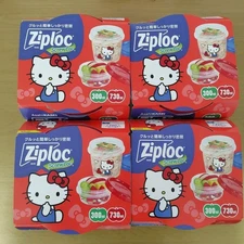 Hello Kitty Ziploc Screw-Loc Containers 300ml 730ml Set of 4 Sanrio Japan New