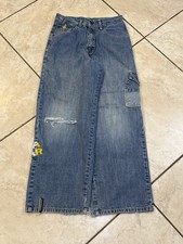 Rocawear Boys Denim Jeans Size 12 Light Wash With Large Logo Thigh Pocket