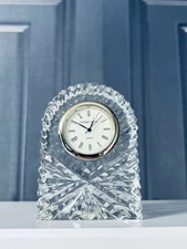 Vintage Tipperary Irish Crystal Quartz Desk Clock Paperweight 3" Needs Battery 