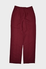 Vintage Pants Womens 28x31 Maroon Pleated Trousers Baggy Straight Mod Go Go 80s