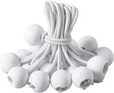 16 Pack Bungee Balls Cords Heavy Duty 4 Inch Tarp Tie White Color Set XL