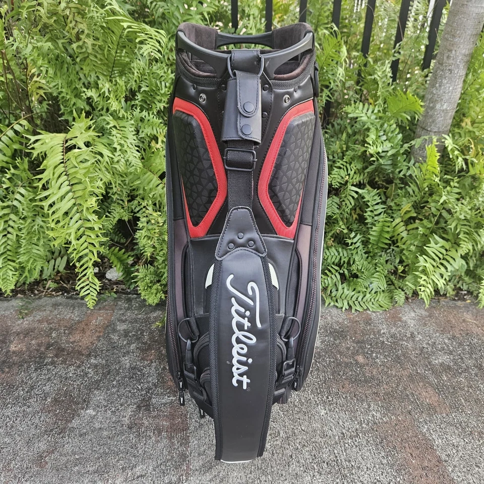 Сумка для гольфкара Titleist Tour Staff 6 направлений 7 карманов черная белая искусственная кожа - Изображение 4 из 4
