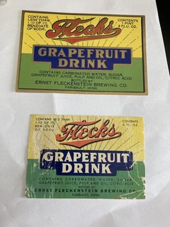 2 Flecks Pop Beer Labels Faribault MN Minnesota