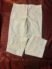 Womens Pants 8 White Cropped Cuffed Front Pleat Dress Trousers Cotton Tailored