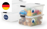 Iris Ohyama Aufbewahrungsboxen Mit Deckel, 12.5L, 4Er-Set, Transparent, Sicherer