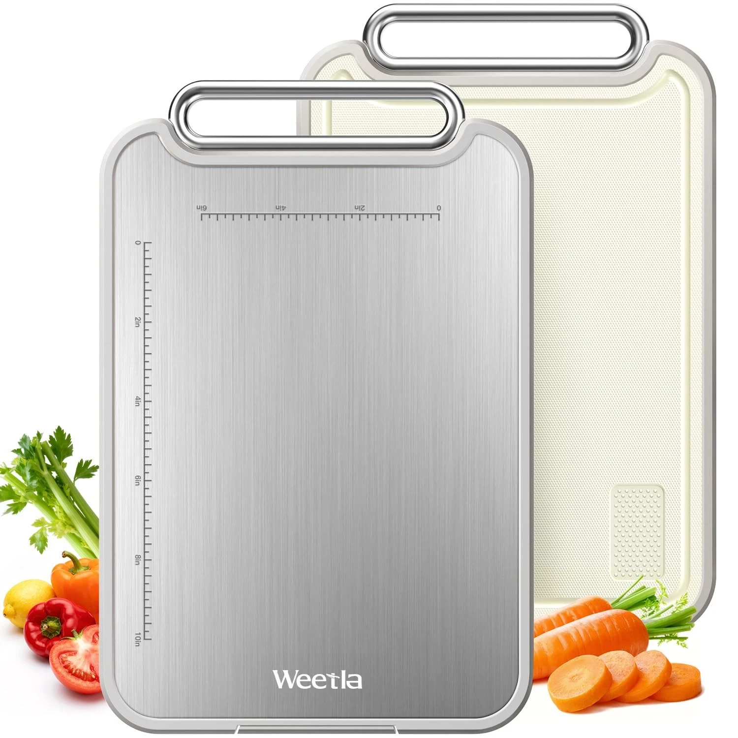WEETLA TITANIUM DOUBLE SIDED CUTTING BOARD - TITANIUM/CREAM - Scratch & Dent