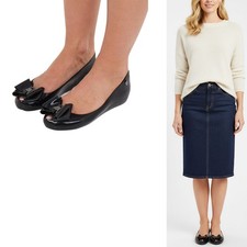 LADIES FLAT WOMENS BOW PATENT JELLY BOW SLIP ON SHOES BALLERINA PUMP SIZE 3-8