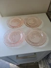 Set Of 4 VTG FEDERAL GLASS SHARON CABBAGE ROSE PINK BREAD & BUTTER DESSERT PLATE