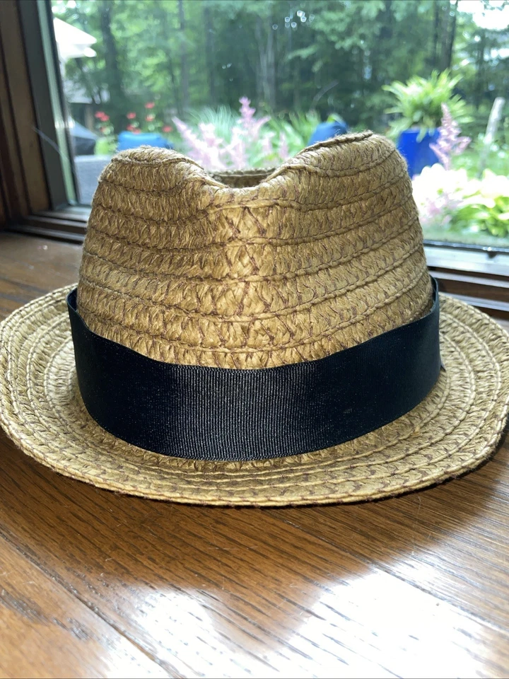J. Sombrero de paja Crew marrón negro banda mediana/grande para mujer Foto 2 de 4