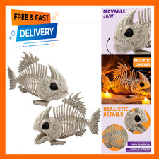 Halloween Fish Skeleton Decor 9.5 Inches Plastic Posable Bones Indoor Outdoor