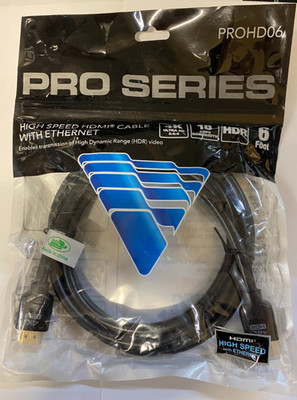 Vanco PROHD06 6' High Speed HDMI Cable with Ethernet, Black