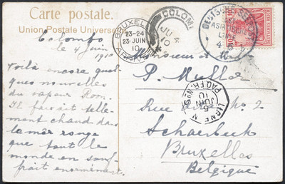 Dt. Seepost 1910 Ost-Asiatische Linie b Roon Colombo Ligne N Brüssel / 2301