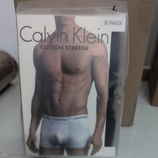 Image of Calvin Klein Cotton Stretch Low Rise Trunks 3 Pack -Black-size L