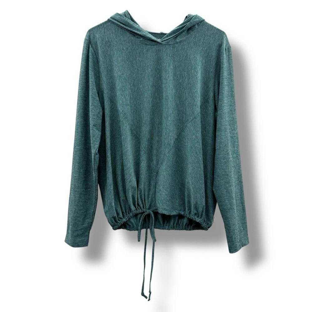 Eddie Bauer Teal Blue Long Sleeve Cinched Tie Waist Lightweight Hoodie Sz XL