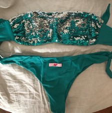 Costume Bikini Tezuk Paillettes pavone argento T.S COME NUOVO