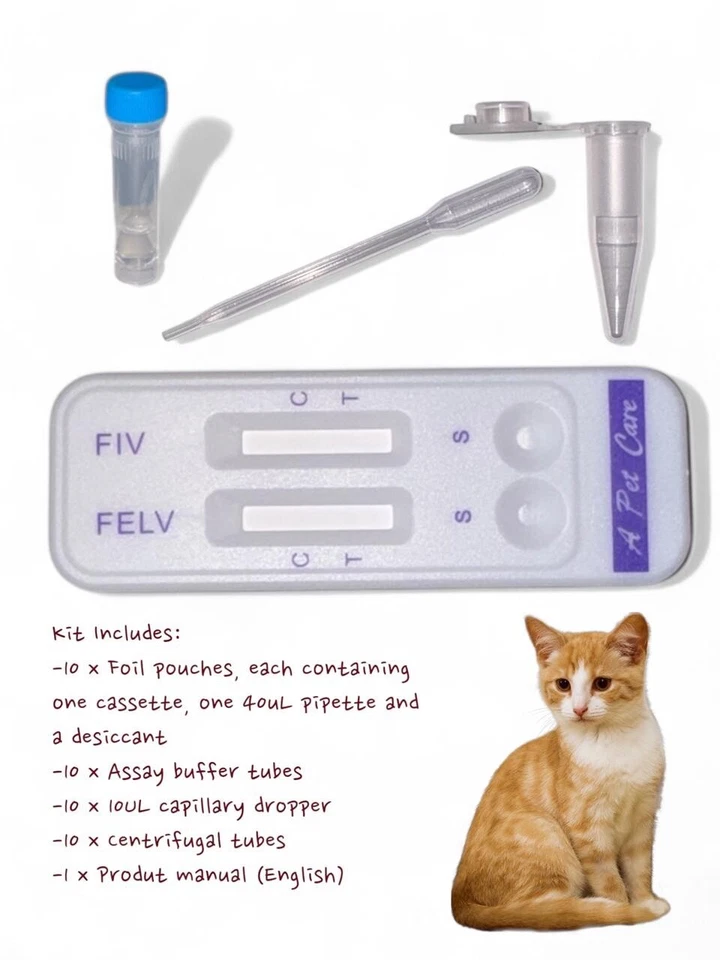 S&C BIOTECH Feline 10 x Double Snap Test FELV/FIV (Leukemia and Immunodeficiency Virus)